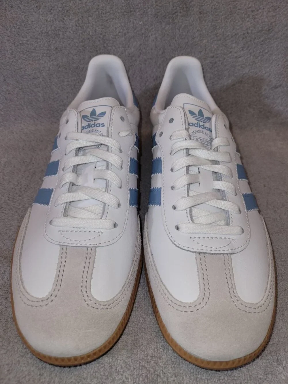 Adidas Samba OG Big Kid's Size 7 White Ash Blue Tan Gum Sneakers JQ2832 (#2329)